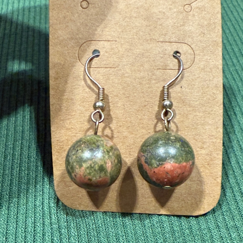 Elegant Unakite Jasper Gemstone Earrings